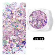 Glitter nageldekoration-femuddig stjärna och oregelbundna paljetter nail art DJ01