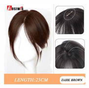 AOSI Synthetic Topper Hairpiece Clip-In Bangs Extension Natural Neat Fake Fringe Topper Hairpiece Invisible Clourse Hairpieces 12