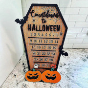 Halloween Nedräkningskalender, Halloween 3D Trä Nedräkning, Halloween Adventskalender, Halloween Heminredning (a)（B）