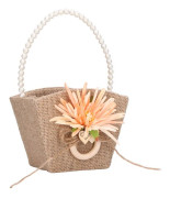 Blomsterflicka Pärlhandtag Lättvikt Bärbar Bröllopskorg Retro Linne Vackert Utseende Nummer 2