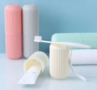 2pcs Portable Toothbrush Kits Case Toothpaste Cup Holder Protect Storage Box Travel Pink