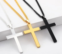 Wabjtam Halsband med Kors för Män Pojkar 18-24 Tum Kedja Silver Rostfritt Stål Korshänge Kristna Religiösa Present 3st
