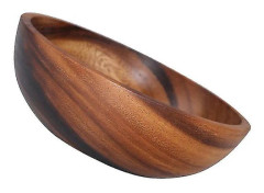 1pc 13x6cm Practical Wood Salad Bowl Creative Thicken Fruits Bowl Round Bowl