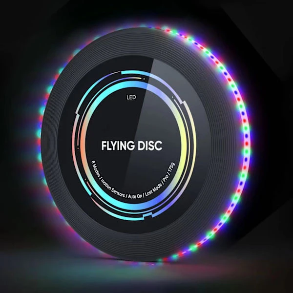 Lysande Frisbee - RGB-ljus, Uppladdningsbar, 50 LED-lampor Superstark, Rörelsesensor Smart Läge, Lämplig för Uteplats, Gräsmatta Utomhusspel (färgrik)