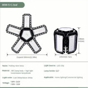 LED Garagelampor, 40W 60W 80W 10000LM Super Stark Garagelampa LED Verkstadslampa Med Justerbara Paneler, E27 Skruvsockel 80W Warm White 3200k