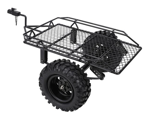 Metallisk RC Hinktrailer Simuleringsvagn för TRX4 D90 SCX10 CC01 1/10 DIY-delar Svart