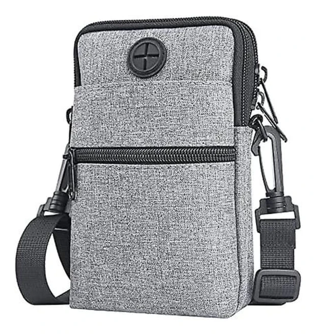 Herr axelväska, stöldskyddad axelväska med flera fack, liten väska, vattentät herr axelväska, crossbody bröstväska för resor, cykling, vandring Grey