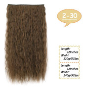 NICESY Syntetiska långa vågiga frisyrer Syntetiska 5 Clip In Hårförlängning 22 tum/32 tum Värmebeständiga hårstycken Brun Svart 2-30 Length 55CM-120g