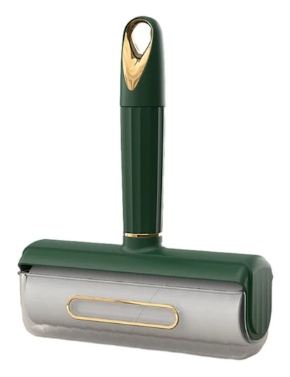 Multifunktionell luddrengöringsrulle Starkt adsorberad matta luddborttagare för kläder Green 16cm