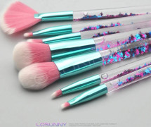 7PCS Advanced Rainbow Glitter Makeup Brush Set Diamond Crystal Handle Liquid Foundation Brow Face Makeup Brush Set Dream Girl