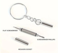 2-pack skruvmejsel för glasögon i stål, skruvmejsel för glasögon, reparationsset för klockor med nyckelring