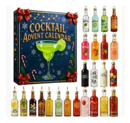 Whiskey/Öl/Cocktail Adventskalender 2025: 24 Dagars Julnedräkningskalender med 3D Akryl Julgransprydnader, Gåva till Whiskey/Öl/Cockt