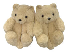 Nallebjörnstofflor, plyschfodrade, förtjockade bomullsfodrade tofflor för hemmabruk 24cm Children's (30-36)