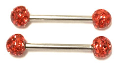 2 st barbell Piercing med Kristaller runtom