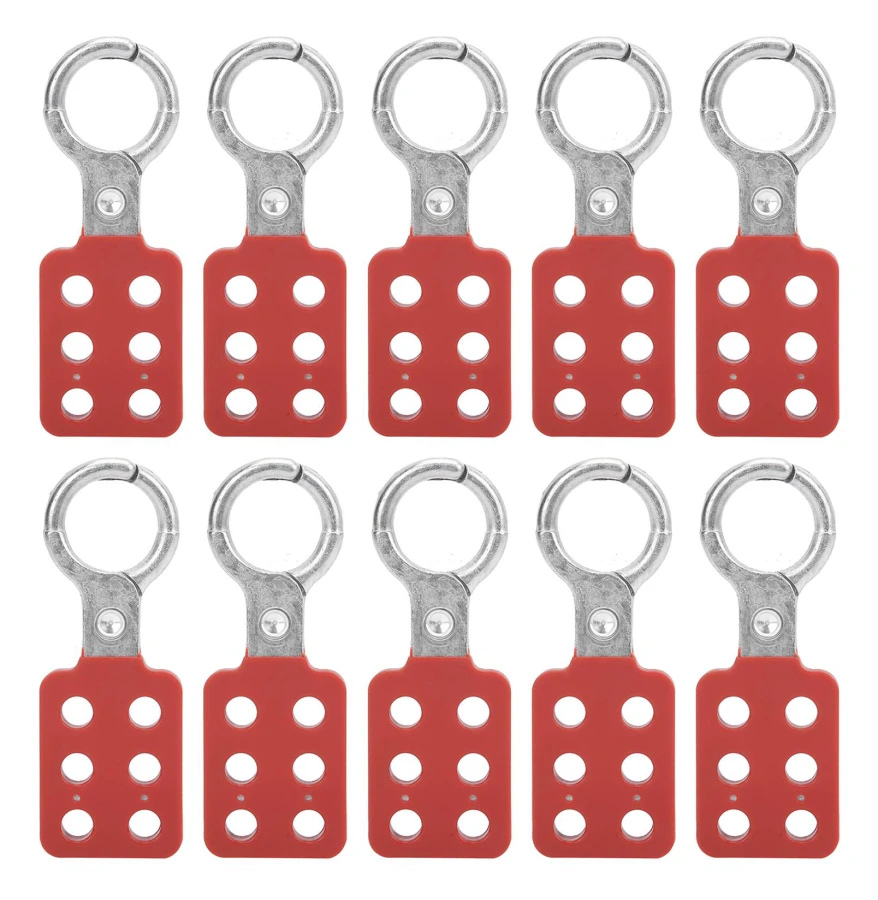 10 st Lockout-hasp 25 mm/1,0 tum 6 hål Aluminium Röd för Kemiindustri Elkraft Petroleum