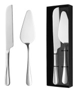 Tårtknivset för bröllopstårta, rostfritt stål, 2 delar, silver