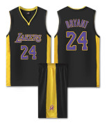 Mordely #24 Kobe Bryant Baskettröja Set Lakers Uniform för Barn Vuxna - Svart Gul 30 (155-160CM)
