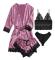 Dam 4-delad pyjamas satin pyjamas set med morgonrock Purple L