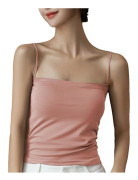 Linne för kvinnor Slim Fit Vadderat Spaghetti Strap Camisole Ärmlöst Charmigt Linne Cameo Brown Free Storlek (88.2?132.3lb)
