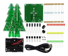 Tredimensionell 3D Julgran LED DIY Kit Röd/Grön/Gul LED Blinkande Krets Kit Elektronisk Rolig Suite Tillbehör