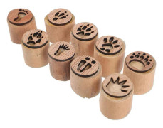 DIY Fotavtryck Stämplar Klassisk Design för Barnpyssel Blandade Färger Naturträ 2 Set Assorted Color 3x3cm