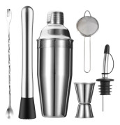 Cocktail Shaker 6 Delar Cocktailkoppar i Rostfritt Stål Cocktailverktygsset