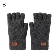1 Par Alpaca Ull Fingerlösa Vantar Termiska Mäns Stickade Halvfinger Vantar (FMY) Grey