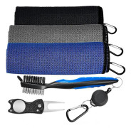 Golfhandduksset, mikrofiber våffelgolfhandduk, borsteverktygssats med klubbspårengörare tillbehör för män kvinnor golfgåvor