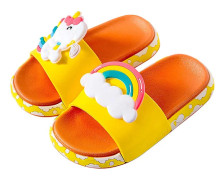 Pojkar Flickor Enhörning Slide Sandaler Söta Halkfria Cartoon Barn Tofflor Barn Strand Pool Vattenskor För Småbarn yellow unicorn 11.5-12 little kid