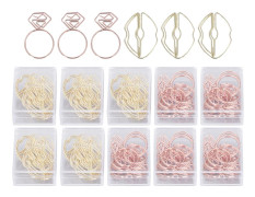 100 Pcs Metallic Paper Clips Lips Diamond Rings Shape Non Slip Portable Cute Paper Clips for File Classification for Office