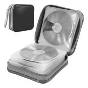 CQBB CD- case med 40 kapacitet, styvt DVD- case i plast Bärbar CASE -fodral med dragkedja Stor förvaringsskiva Plånbok Väska-svart