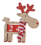 Jul Adventskalender med Flyttbar Nummerblock Jultomte Älg Snögubbe Nedräkningskalender Julbordskylt Skrivbordsdekoration Ornament E