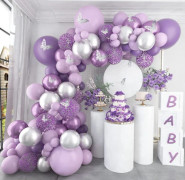Baby Shower Dekorationer för Flicka 140 st Metallic Lila Ballong G