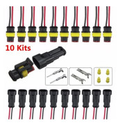 30 satser 2-stifts förseglad vattentät elektrisk ledningskontakt P Multicolor 30 Kits