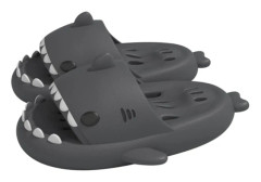 Shark Haj Tofflor, Lämplig för vuxna och barn Söt Tjock Sula Hajar Halkfria Tofflor Inomhus Duschtofflor Sandaler Shark Slippers A Dark grey 36/37 EU