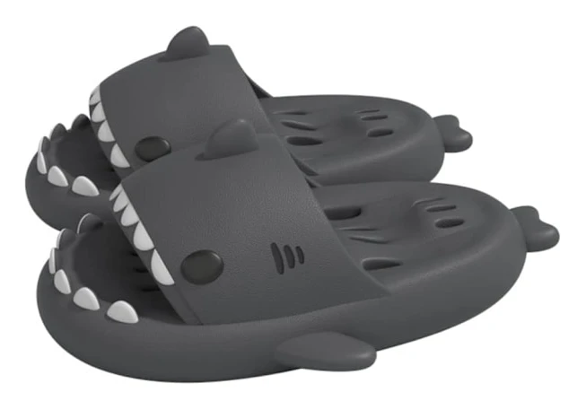 Shark Haj Tofflor, Lämplig för vuxna och barn Söt Tjock Sula Hajar Halkfria Tofflor Inomhus Duschtofflor Sandaler Shark Slippers A Dark grey 36/37 EU