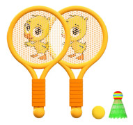 Kids Badminton Racket Lightweight Badminton Racket Toy Set for 3-7 Years Boys Girls Indoor Outdoor Orange Duckling