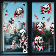 Halloween Dödskalle Spindel Blodfläckat Glas Fönsterdekal Bakgrund Vägg Vardagsrum Sovrum Dekorativ Väggdekal 45*30cm2 Ark