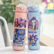 K-Pop Demon Hunters Vattenflaska med Sugrör och Flip-lock, 700 ml Bärbar Tumbler [ZHE] Purple size