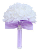 Bröllopsbukett med falska blommor för brud med pärlor Charmig stilfull bröllopsbukett för alla hjärtans dag Light Purple