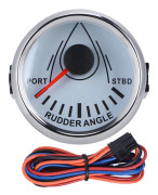52mm Universal Båt Roder Vinkelindikator 0-190 Ohm Signal Roder Sensor 9-32V Bakgrundsbelysning Mätare Vit Urtavla Silver Kåpa Yacht