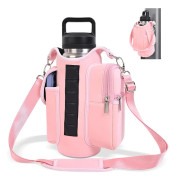 Praktisk vattenflaskväska för utomhusbruk, lämplig för 30oz isolerad mugg och stor telefonficka. med handhållet neoprenhållarband & (LGL) Pink 30 oz