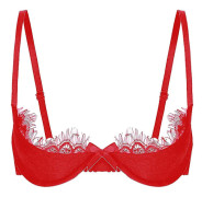 Dam 1/2 Cup Push Up Bygel Spets BH Underkläder Öppen Bröstkupa BH Toppar Justerbar Rem Svamp Vadderad BH Underkläder Red C 5XL