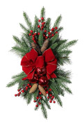 Girlang Jul Swag Ornament med Livfulla Röda Bär Säsongsbetonad Glädje