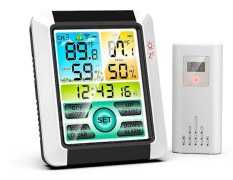Svart Trådlös Inomhus Utomhus Väderstation, Termometer och Hygrometer Inomhus Utomhus Termometer, Färgglad Bakgrundsbelyst Skärm, Väckarklocka Funktion