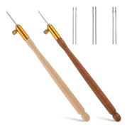 2 st Tambour Krokar Kit Broderi Virknål Trähandtag Tambour Broderi Kit för Broderi Paljett Pärlstickning