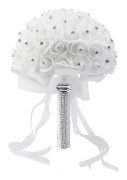 7.5 \" Brudbukett med Strass - Bröllopsblommor i Siden med Bandaccenter