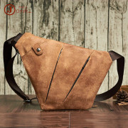 Bröstväska i skinn för utomhusbruk Ny multifunktionell crossbody herrväska första lager kohud herrväska bröstväska 6353 Brown one size