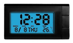 Digital Bil Klocka Termometer Instrumentbräda Skrivbord LCD Display Auto Interiör Dekor blue