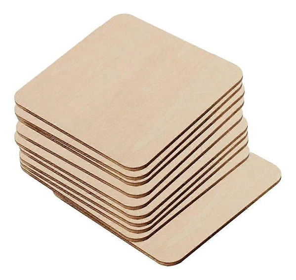 10 Stycken/Set Obehandlade Träplattor Pyrografi Ämnen 6,4*6,4 cm
